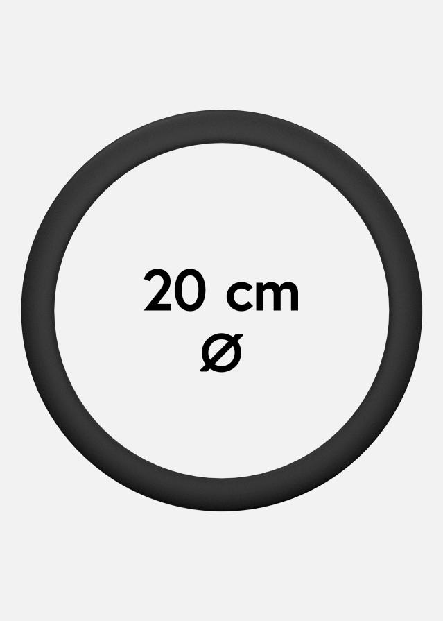 Moldura Redonda Vidro acrílico Preto 20 cm Ø