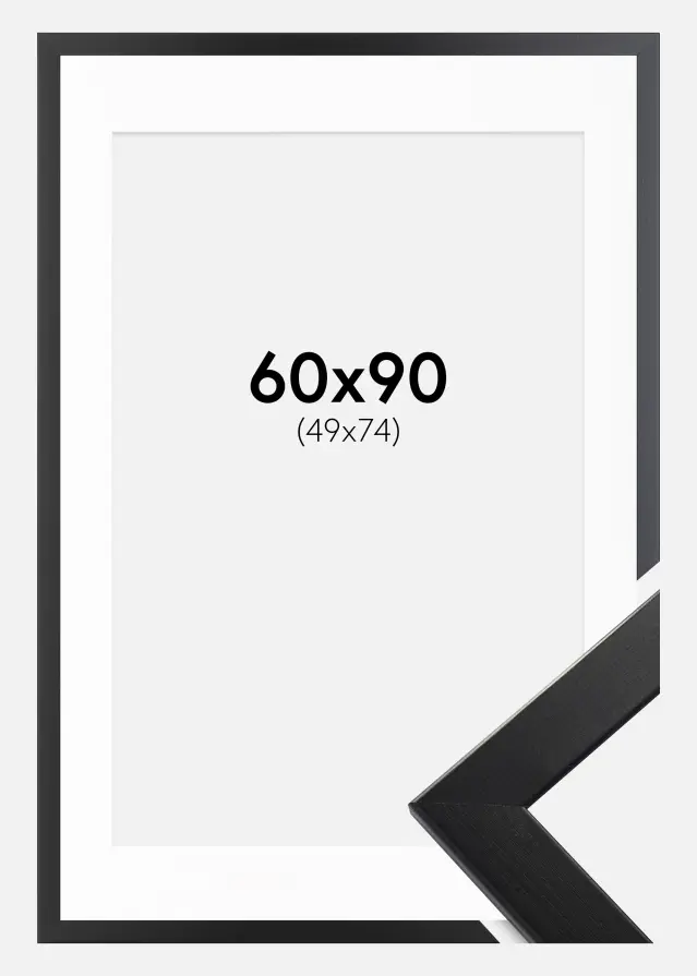 Moldura Trendline Preto 60x90 cm - Passe-partout Branco 50x75 cm