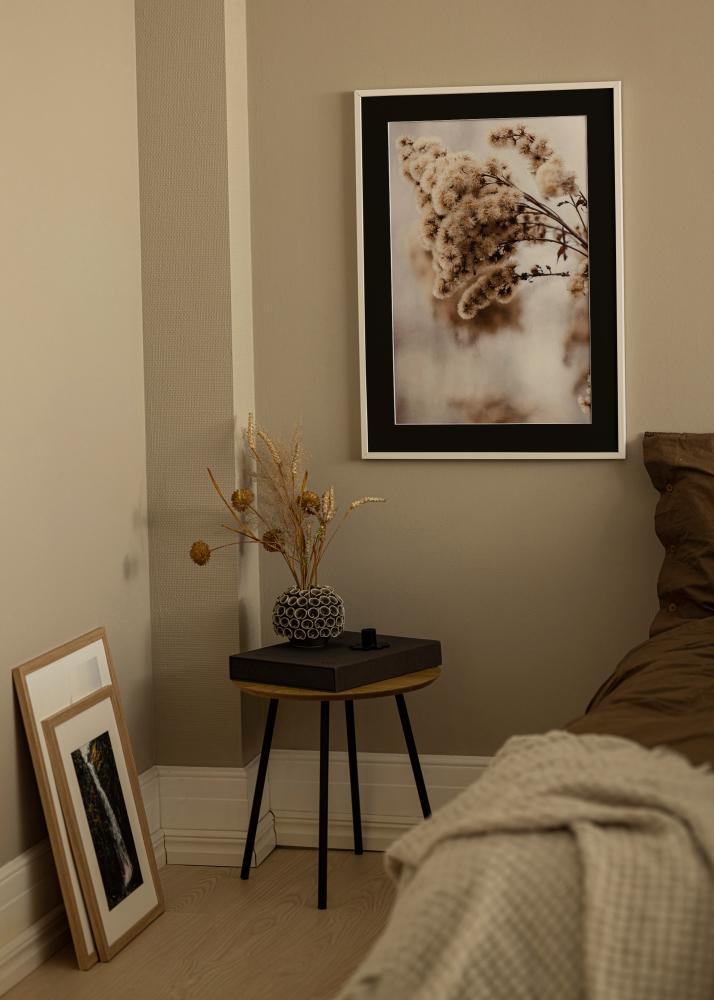 Moldura E-Line Branco 30x40 cm - Passe-partout Preto 20x28 cm