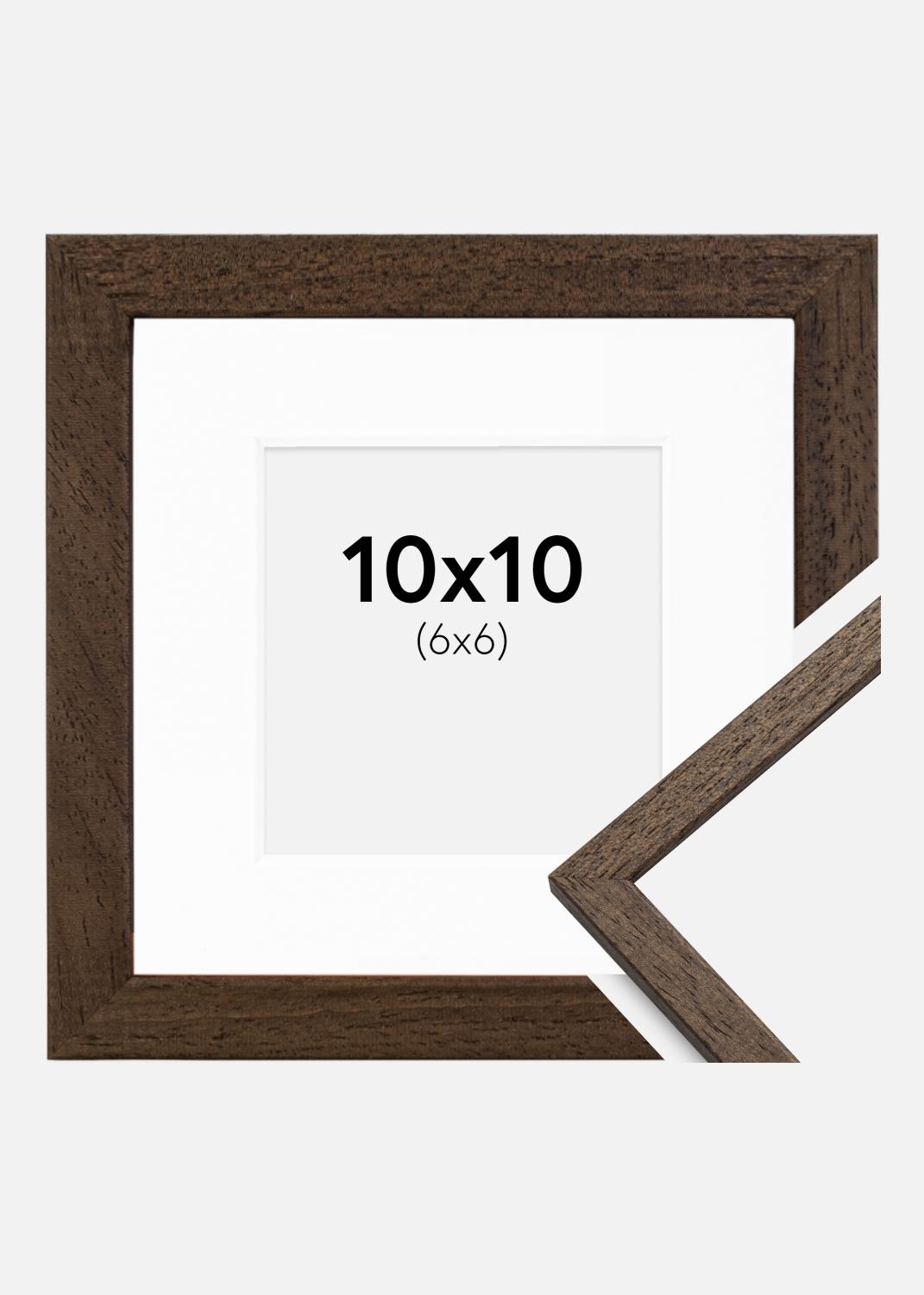 Product Image for Moldura Edsbyn Nogueira 10x10 cm - Passe-partout Branco 7x7 cm