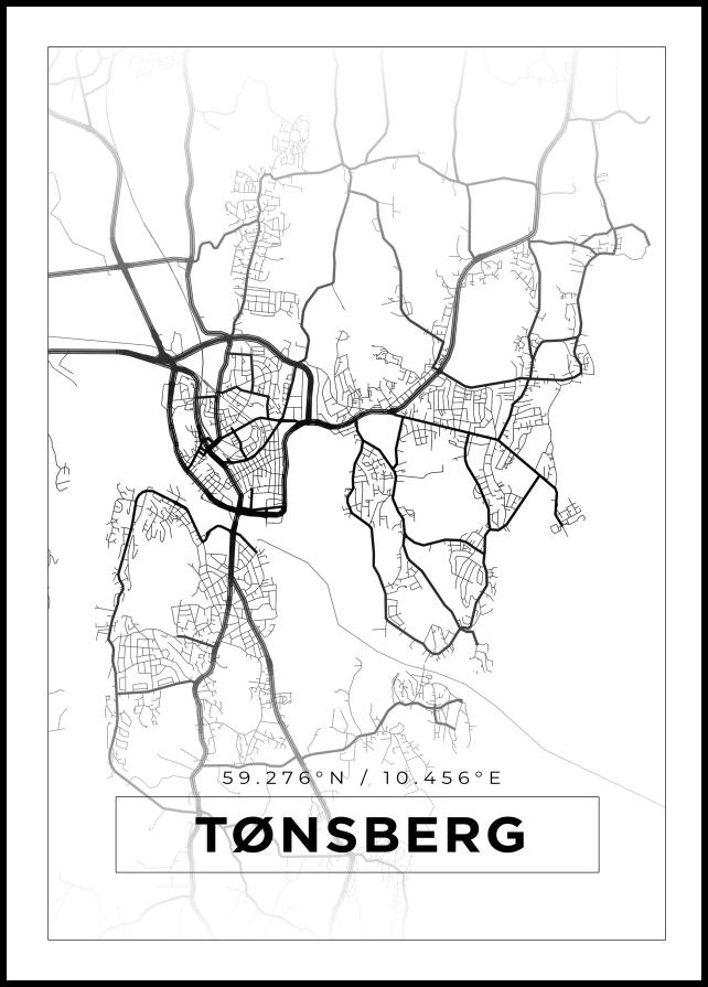 Mapa - Tønsberg - Cartaz Branco