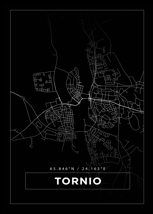 Mapa - Tornio - Cartaz Preto