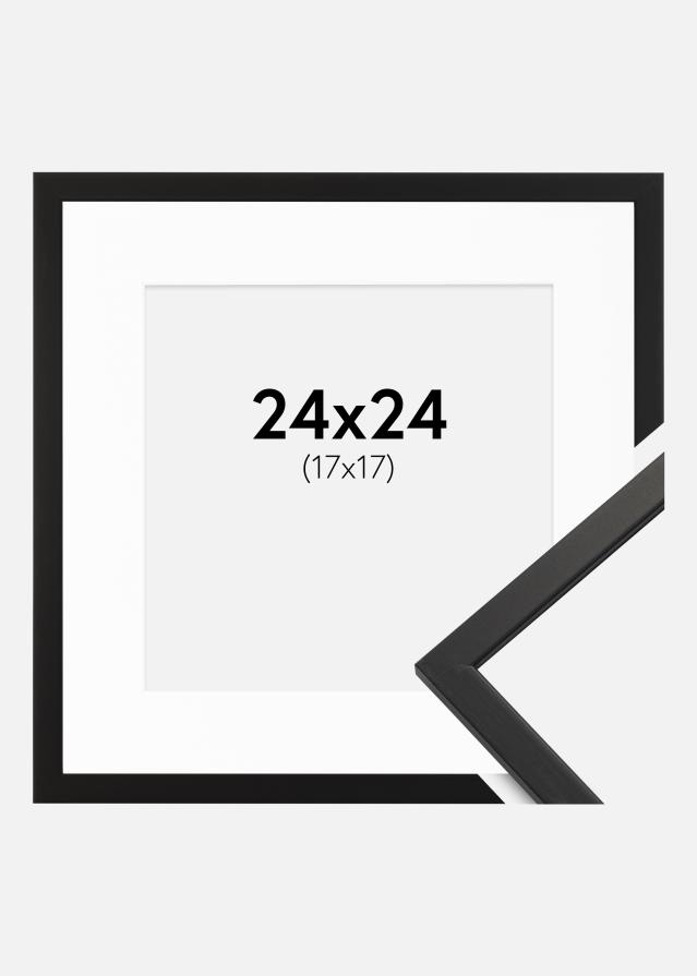Moldura Edsbyn Preto 24x24 cm - Passe-partout Branco 18x18 cm