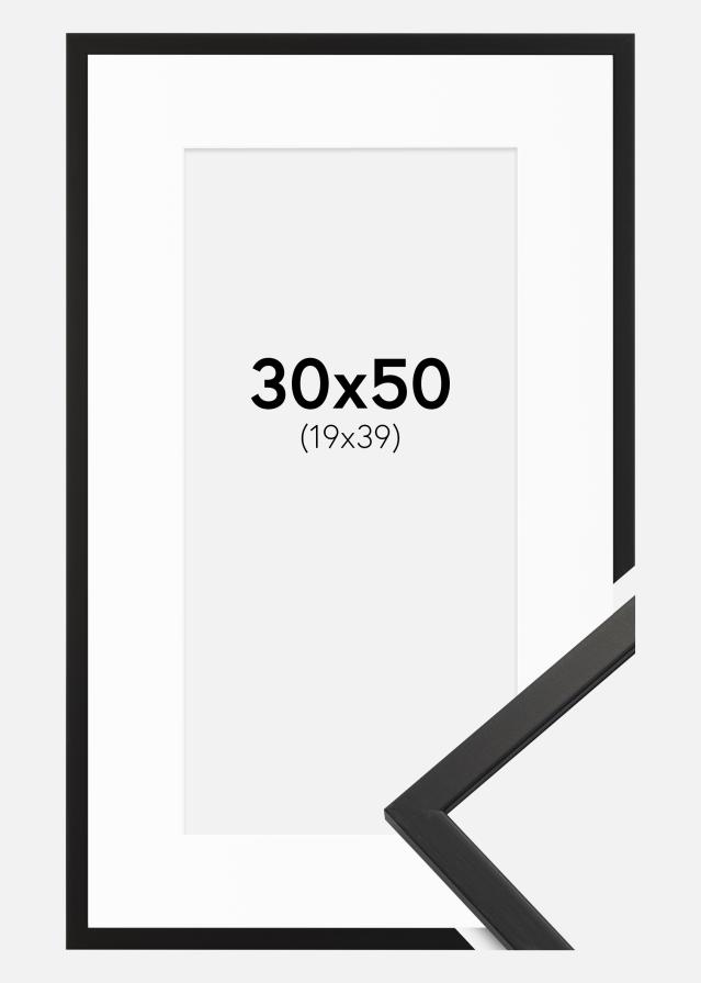 Moldura Edsbyn Preto 30x50 cm - Passe-partout Branco 20x40 cm