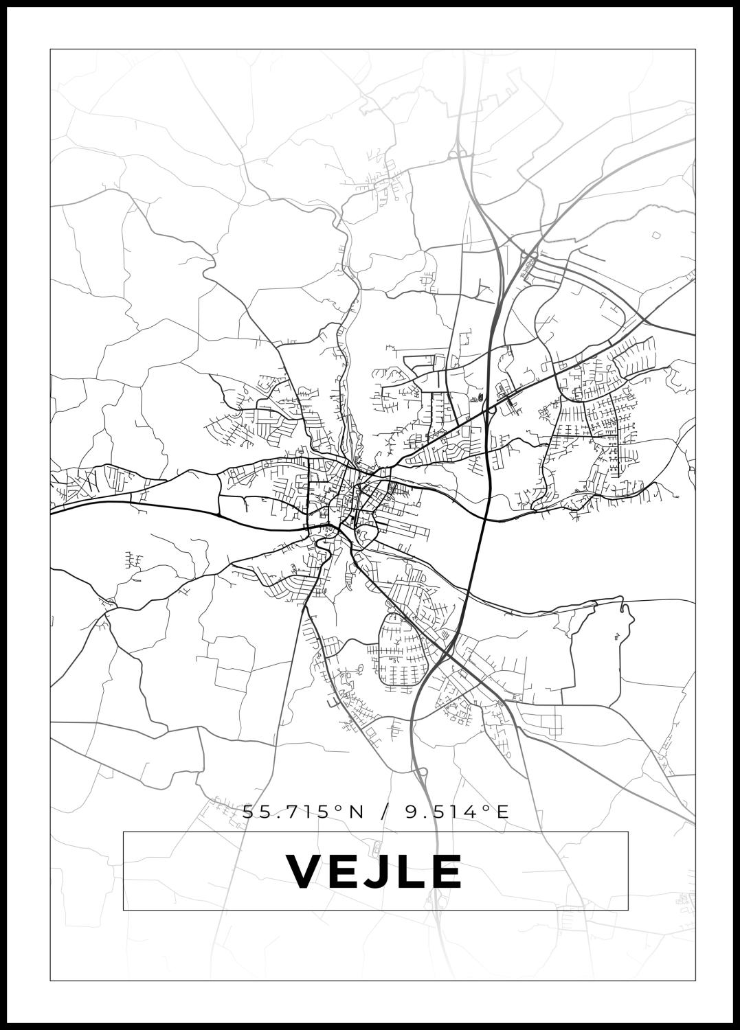 Product Image for Mapa - Vejle - Cartaz Branco (21x29.7 cm (A4))