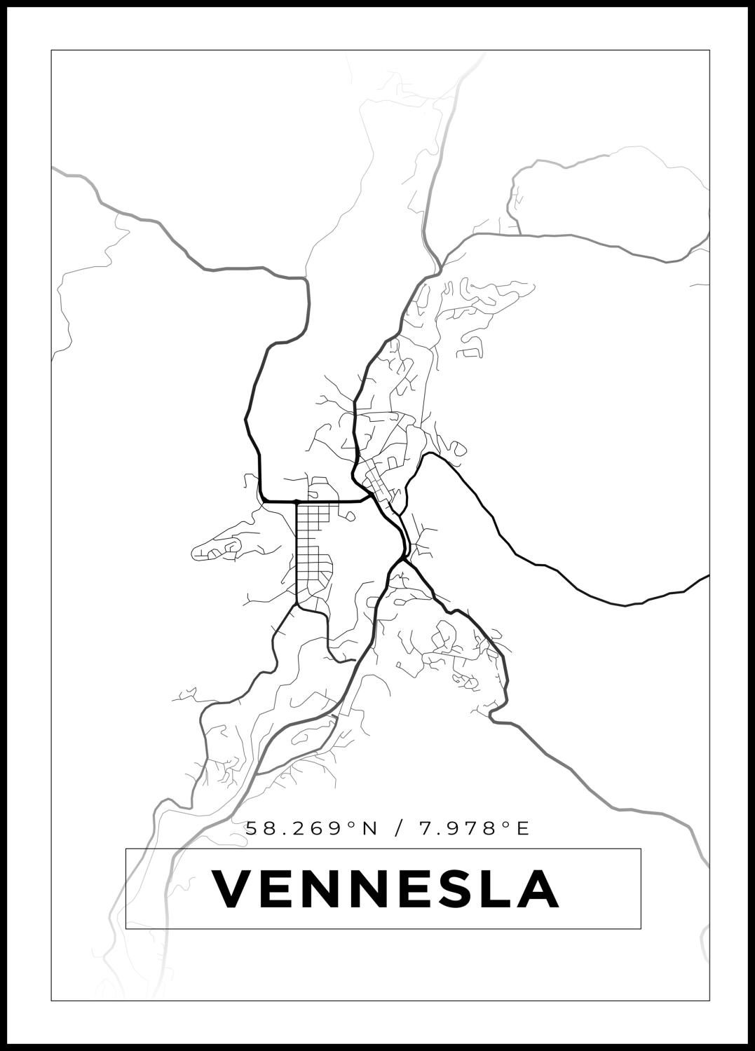 Product Image for Mapa - Vennesla - Cartaz Branco (21x29.7 cm (A4))