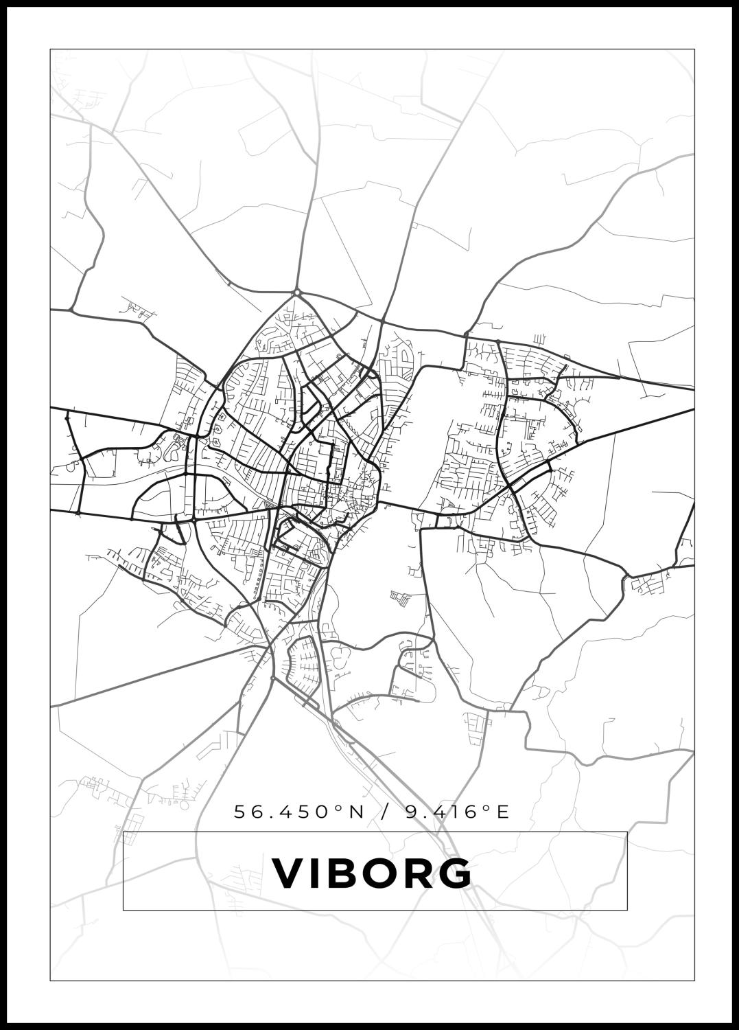 Product Image for Mapa - Viborg - Cartaz Branco (21x29.7 cm (A4))