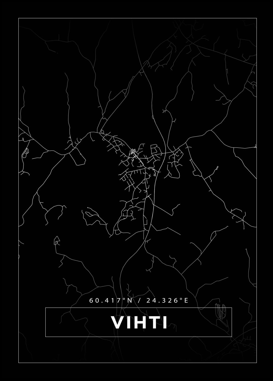 Product Image for Mapa - Vihti - Cartaz Preto (21x29.7 cm (A4))