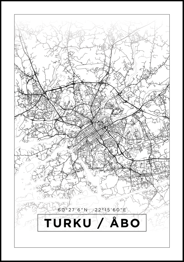 Mapa - Turku / Turku - Cartaz Branco