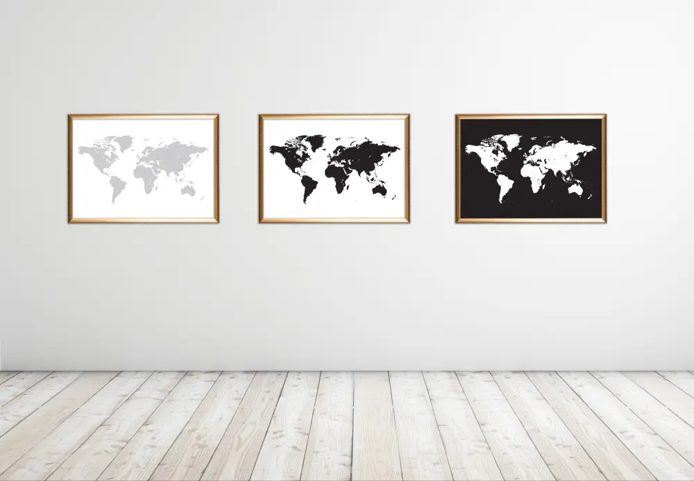 Mapa-mundo - Cinzento Póster