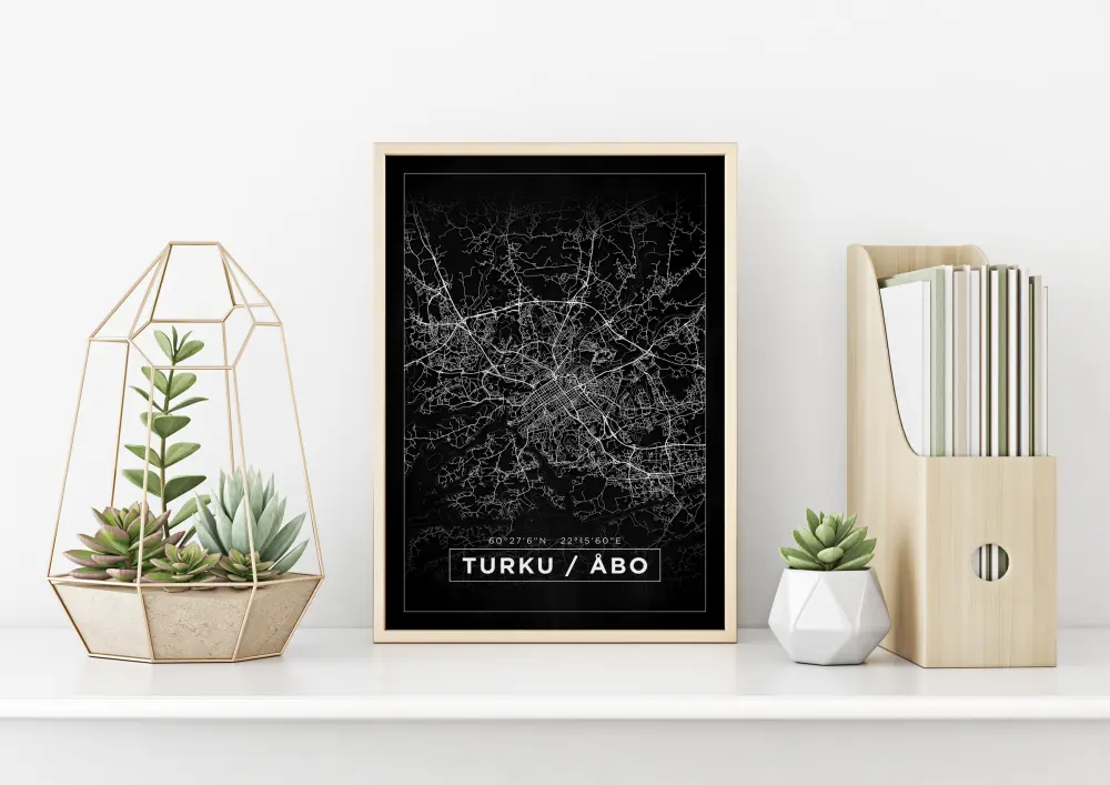Mapa - Turku / Turku - Cartaz Preto