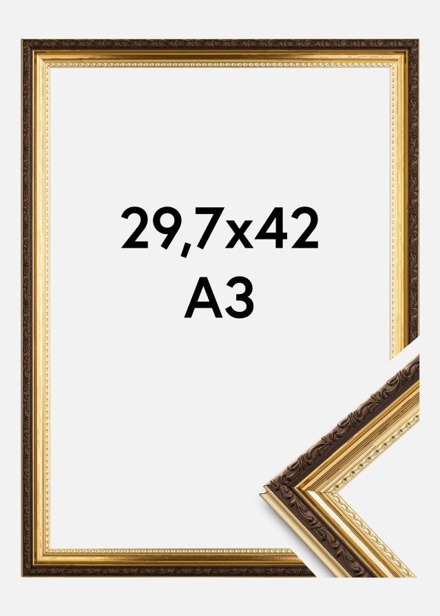 Moldura Abisko Vidro acrílico Dourado 29,7x42 cm (A3)