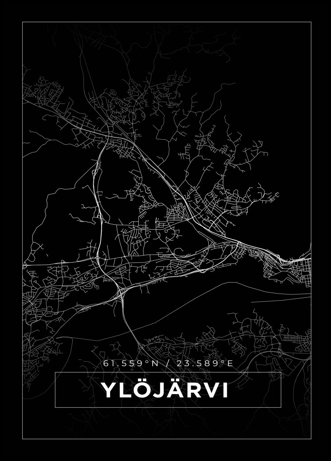 Product Image for Mapa - Ylöjärvi - Cartaz Preto (21x29.7 cm (A4))