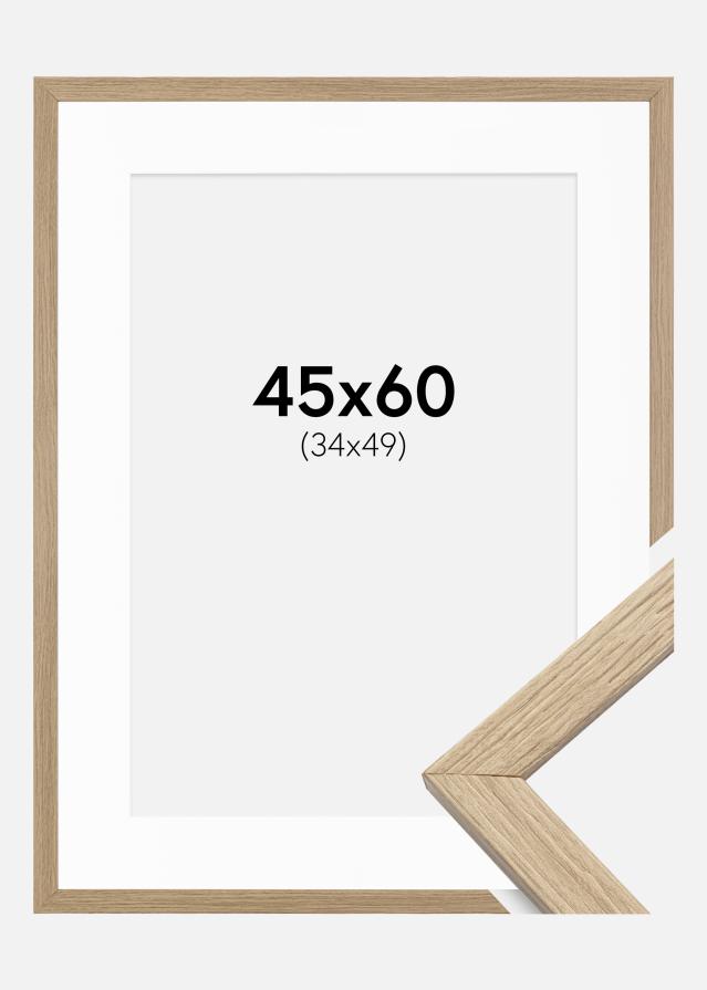 Moldura Stilren Carvalho 45x60 cm - Passe-partout Branco 35x50 cm