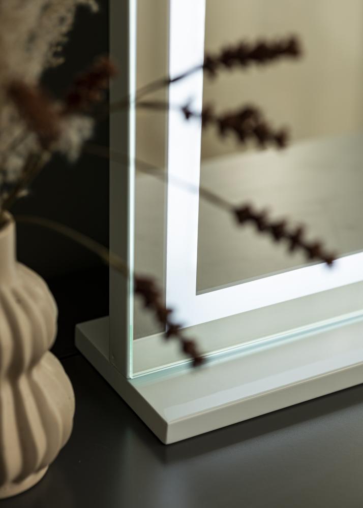 KAILA Espelho para toucador Base Vertical LED Branco 80x60 cm