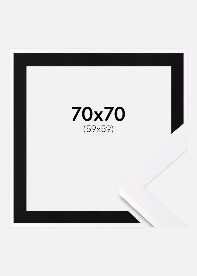 Moldura Selection Branco 70x70 cm - Passe-partout Preto 60x60 cm