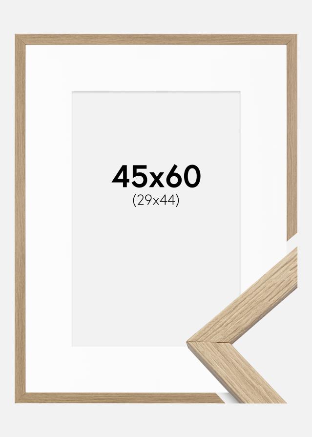 Moldura Stilren Carvalho 45x60 cm - Passe-partout Branco 30x45 cm