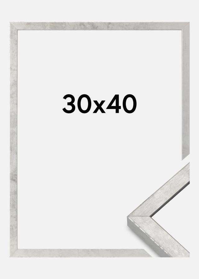 Moldura Ares Vidro acrílico Prateado 30x40 cm