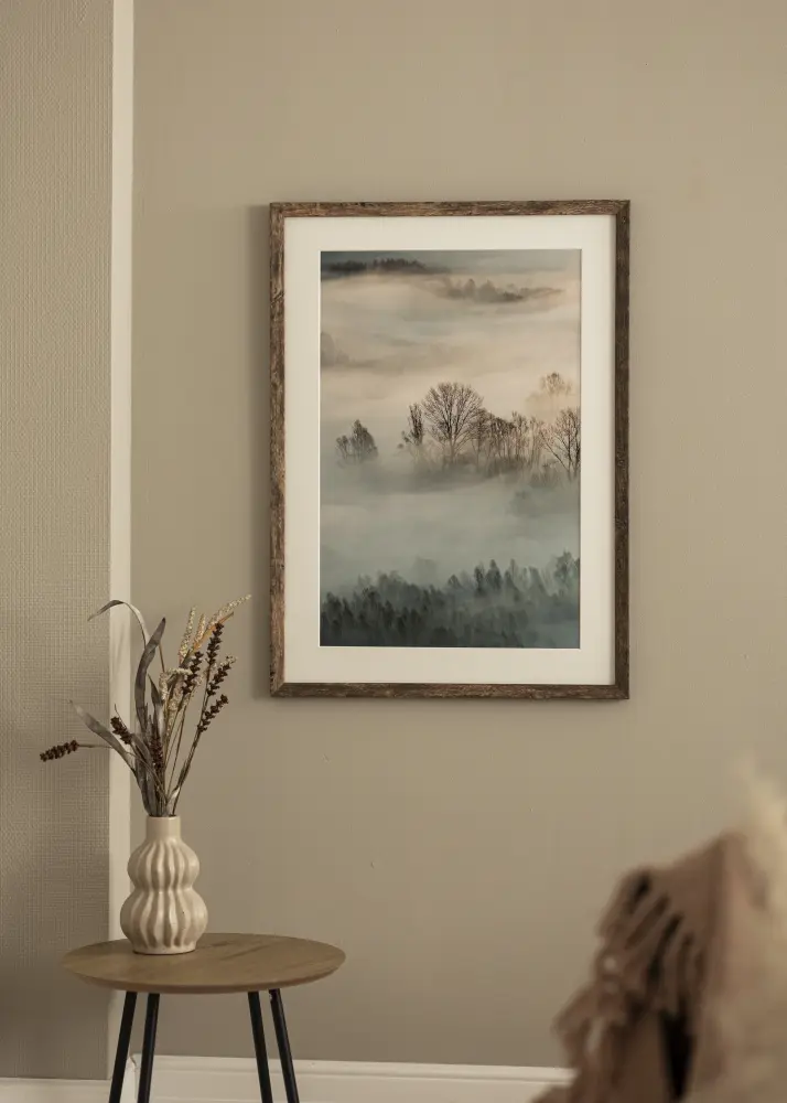 Moldura Fiorito Washed Oak 42x59,4 cm (A2) - Passe-partout Branco 25x38 cm