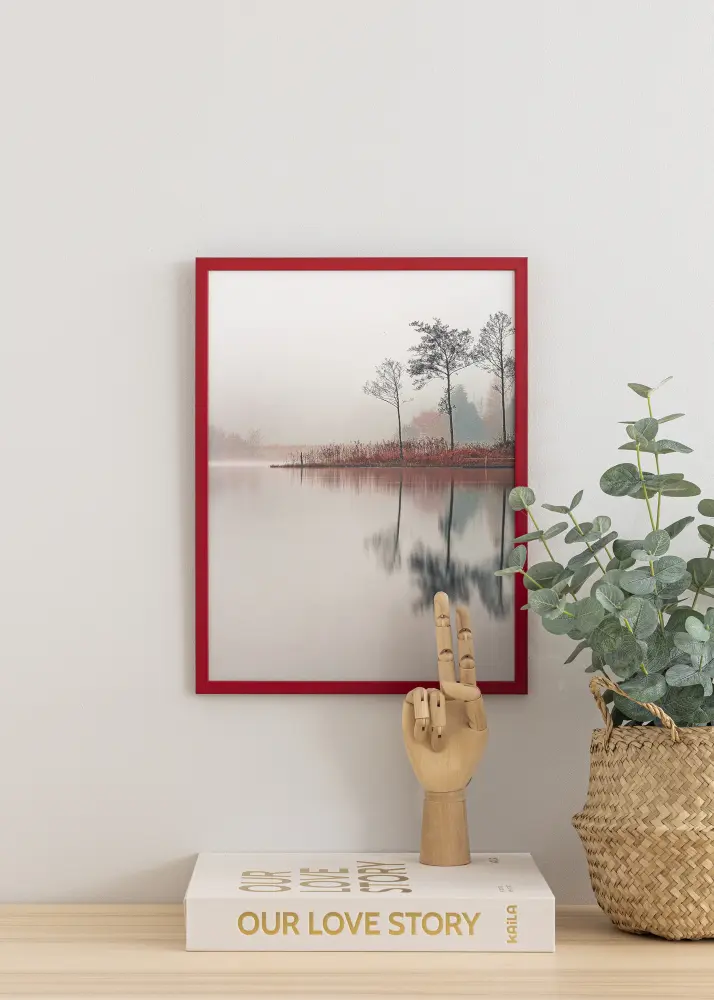 Moldura Edsbyn Vermelho 42x59,4 cm (A2) - Passe-partout Branco 25x38 cm