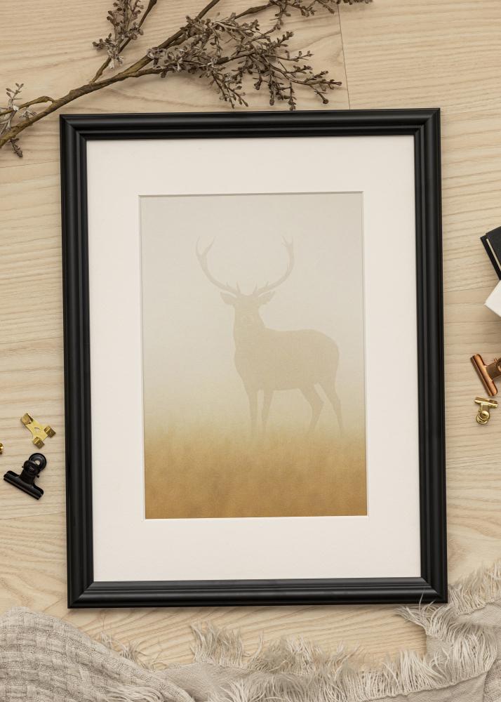 Moldura Siljan Preto 70x90 cm - Passe-partout Branco 24x30 inches