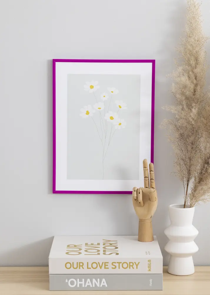 Moldura New Lifestyle Fuchsia 30x40 cm - Passe-partout Preto 21x30 cm