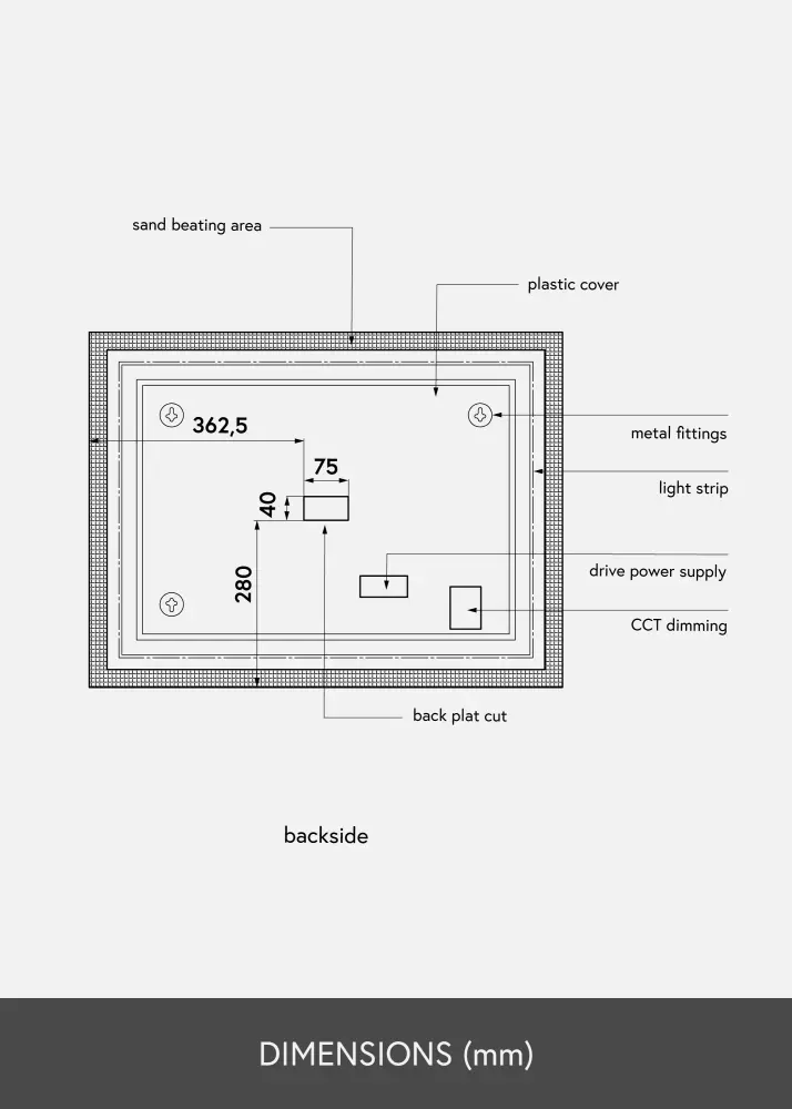 KAILA Espelho Rectangle II LED 60x80 cm