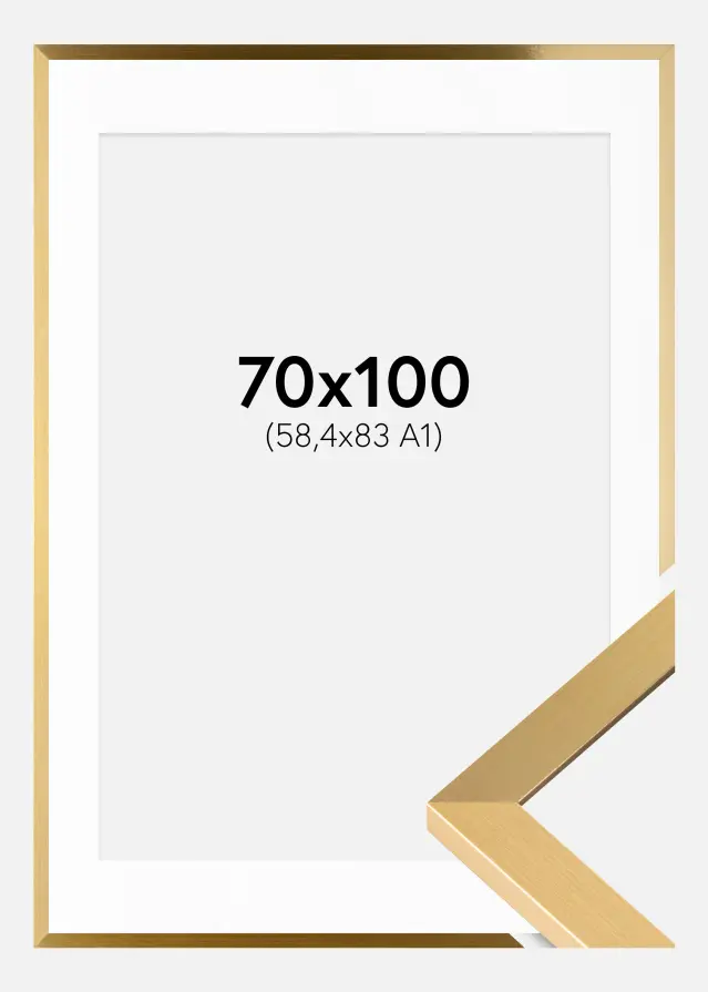 Moldura Selection Dourado 70x100 cm - Passe-partout Branco 59,4x84 cm (A1)