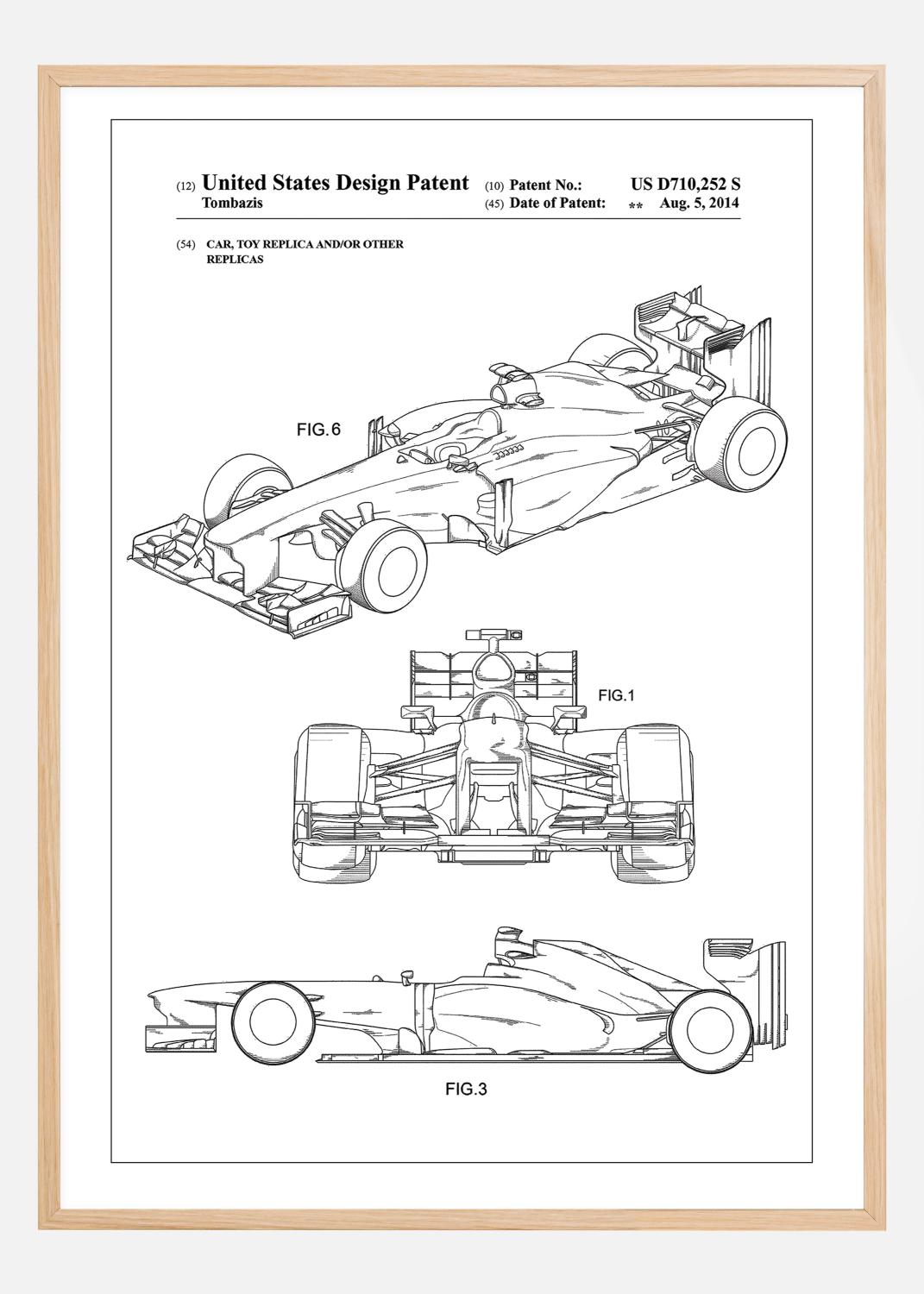 Product Image for Patent Print - Formula 1 Racing Car - White Póster (21x29.7 cm (A4))