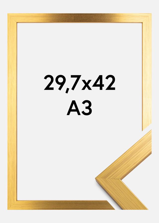 Moldura Gold Wood Vidro acrílico 29,7x42 cm (A3)