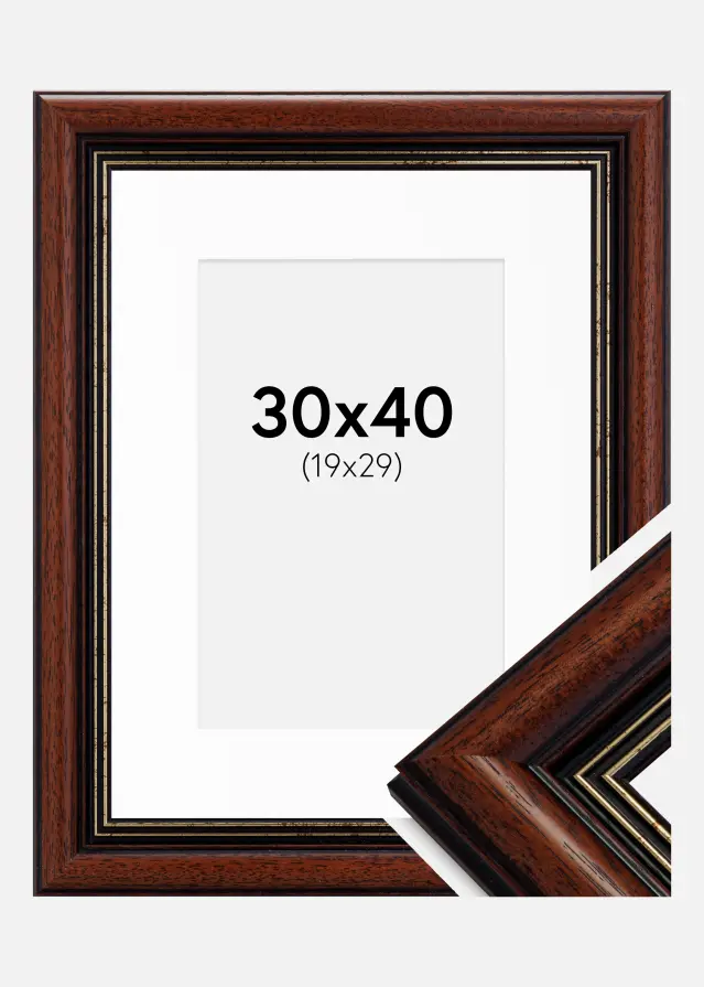 Moldura Old Retro 30x40 cm - Passe-partout Branco 20x30 cm
