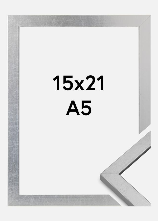 Moldura Minerva Vidro acrílico Prateado 15x21 cm (A5)