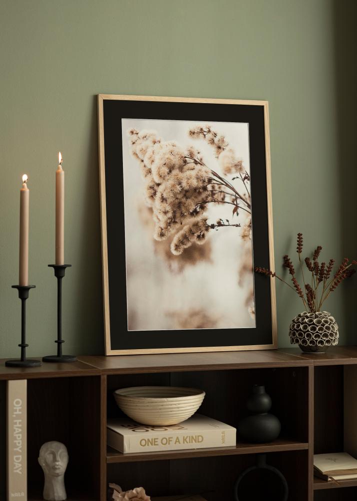 Moldura Edsbyn Carvalho 40x60 cm - Passe-partout Preto 30x50 cm