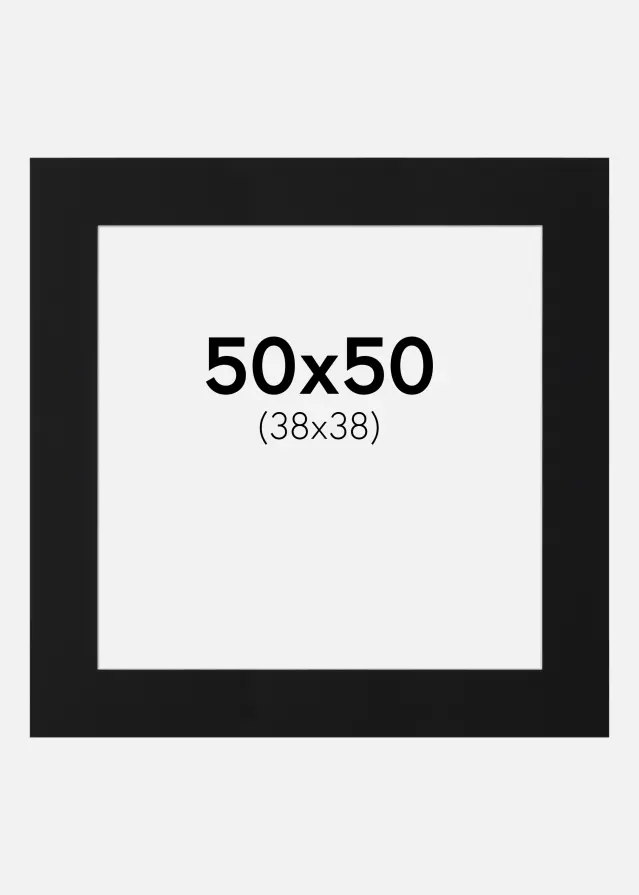 Passe-partout Preto Padrão (Bordo interior branco) 50x50 cm (38x38)