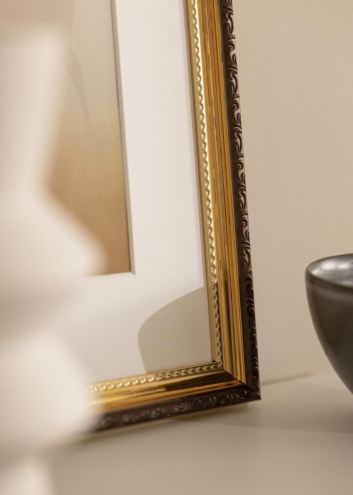 Moldura Abisko Vidro acrílico Dourado 28x35 cm