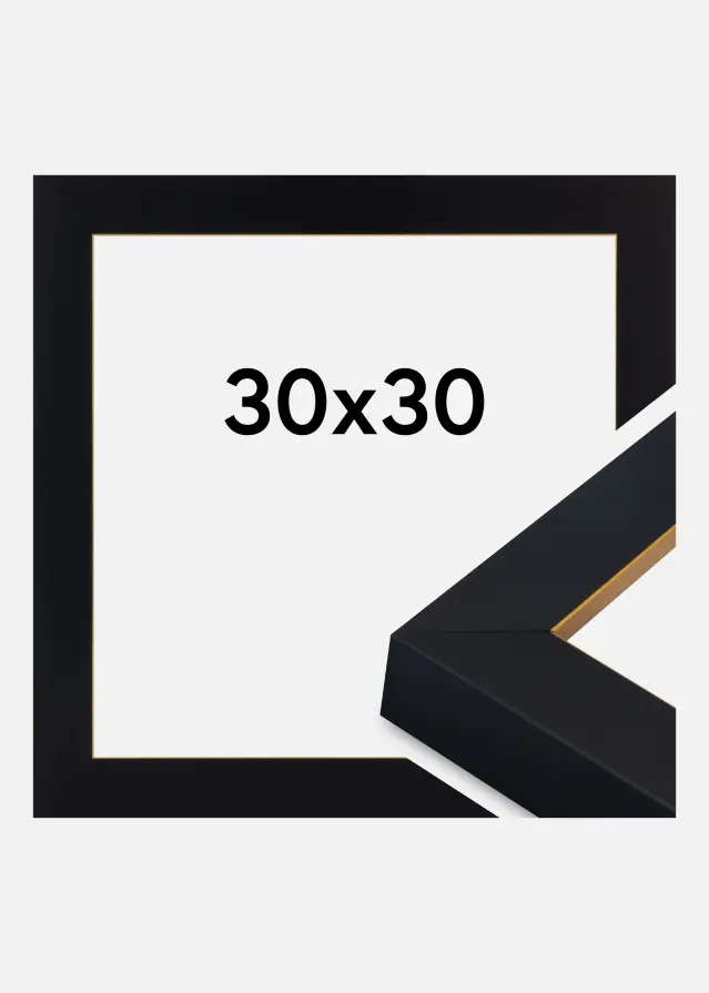 Moldura Sussex Vidro acrílico Preto/Ouro 30x30 cm