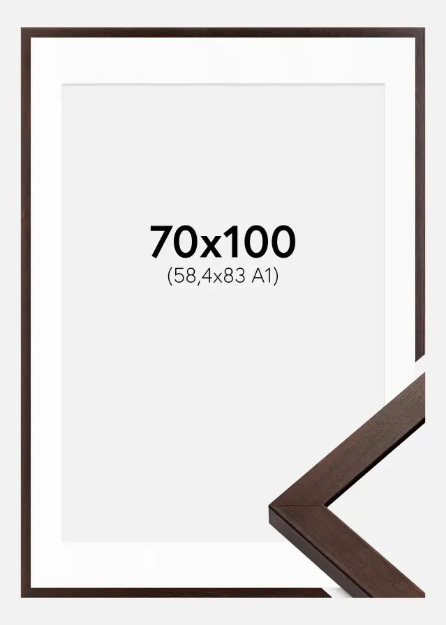 Moldura Selection Nogueira 70x100 cm - Passe-partout Branco 59,4x84 cm (A1)