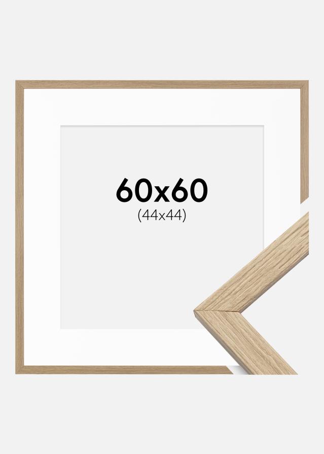 Moldura Stilren Carvalho 60x60 cm - Passe-partout Branco 45x45 cm