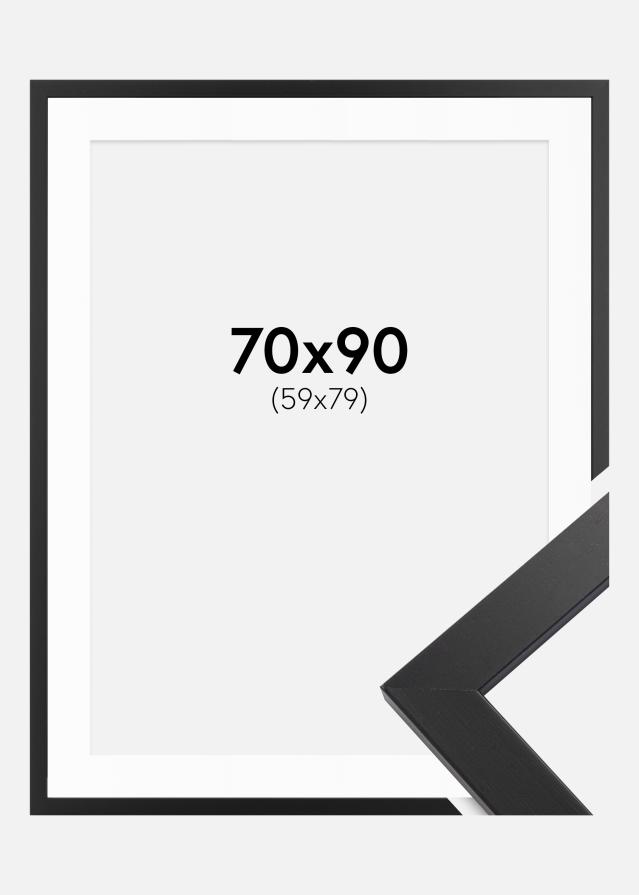 Moldura Black Wood 70x90 cm - Passe-partout Branco 60x80 cm