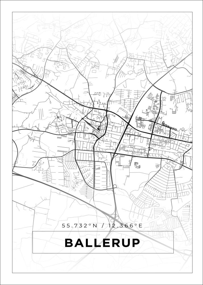 Mapa - Ballerup - Cartaz Branco