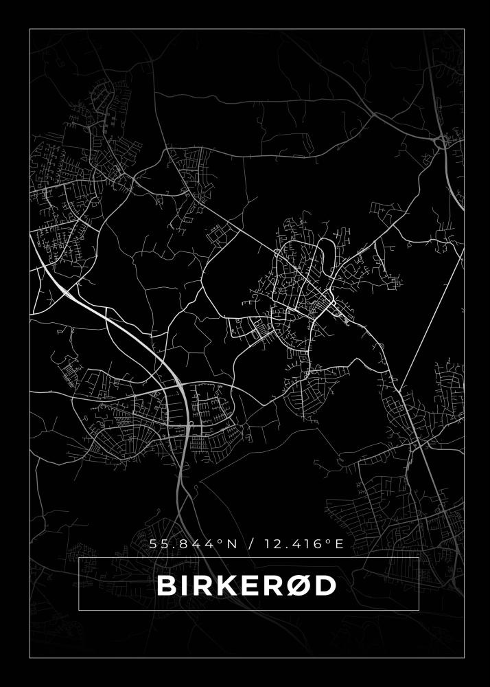 Mapa - Birkerød - Cartaz Preto
