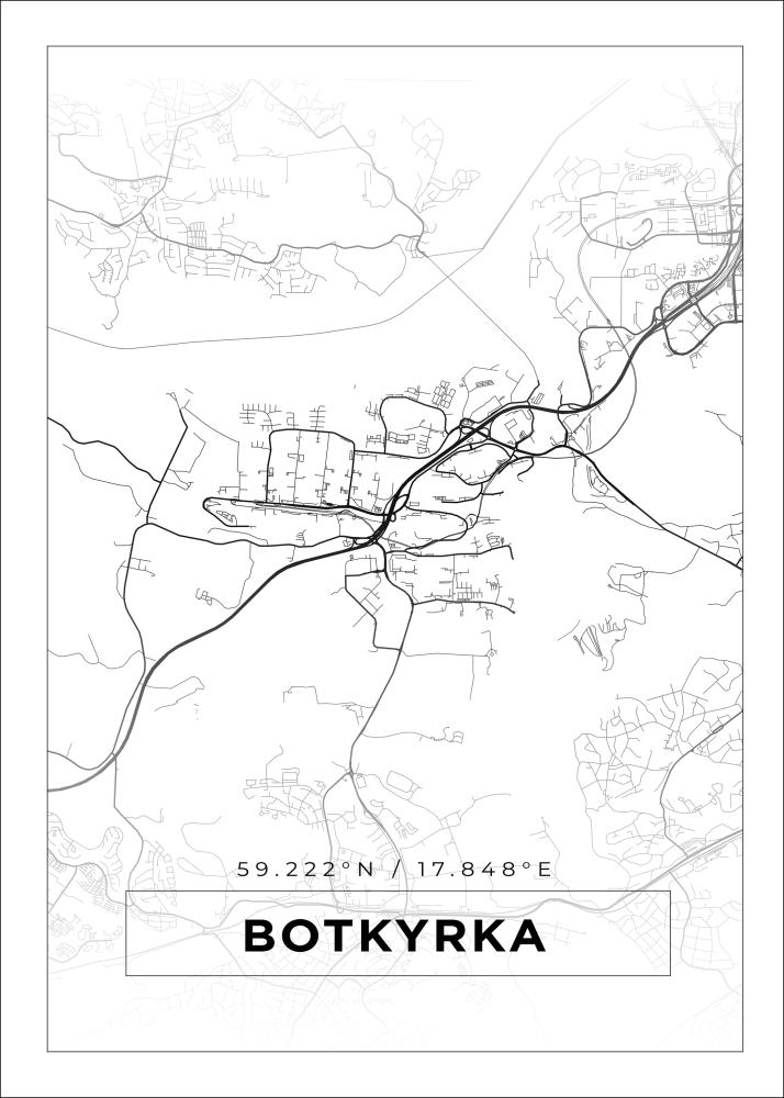 Mapa - Botkyrka - Cartaz Branco