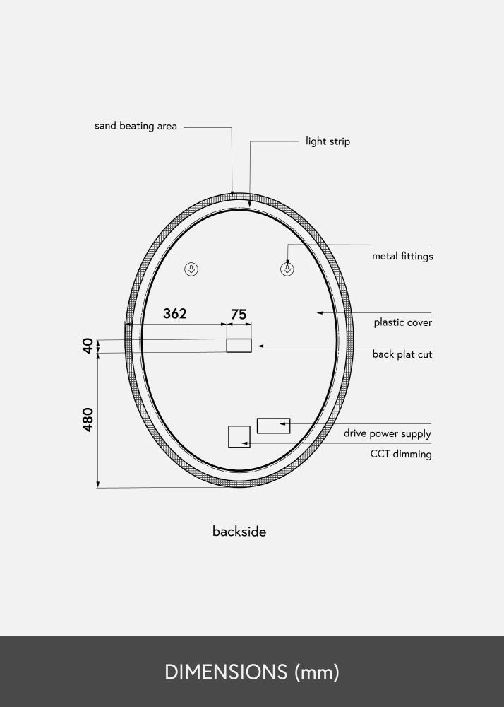 KAILA Espelho Oval LED 80x100 cm