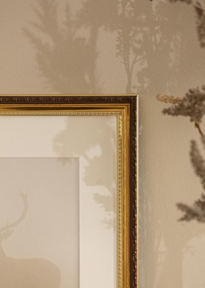 Moldura Abisko Vidro acrílico Dourado 28x35 cm