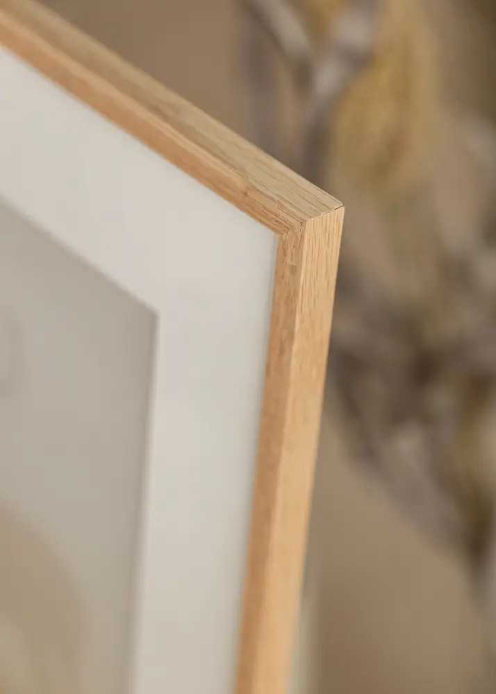 Moldura Carvalho Fino 30x40 cm - Passe-partout Branco 21x29,7 cm (A4)