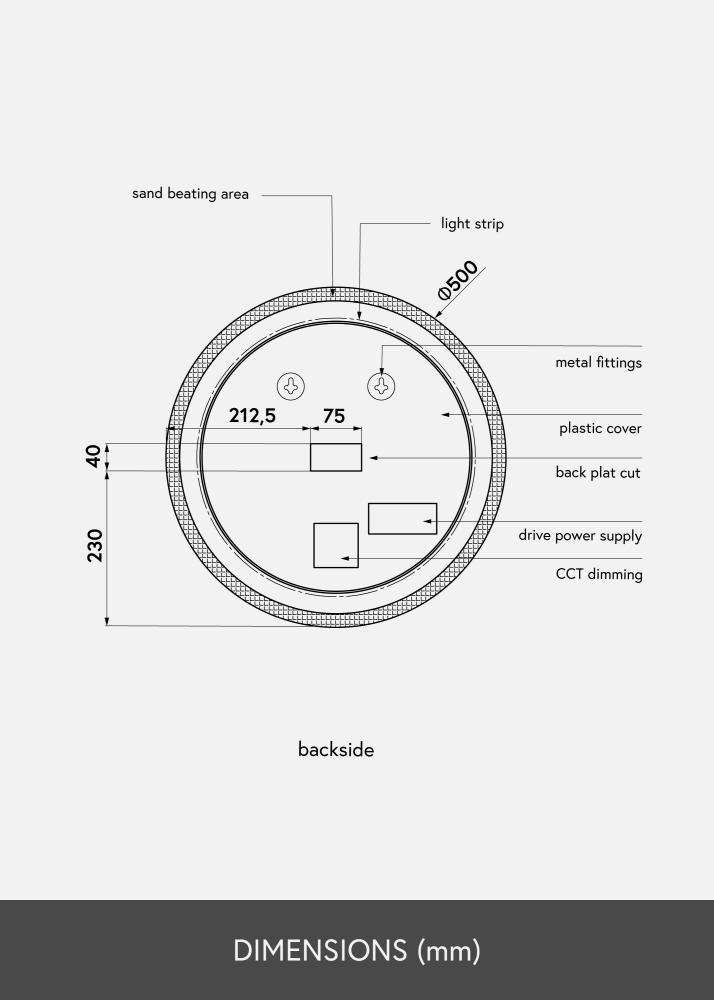 KAILA Espelho Frost LED 50 cm Ø