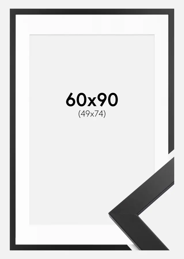 Moldura Black Wood 60x90 cm - Passe-partout Branco 50x75 cm