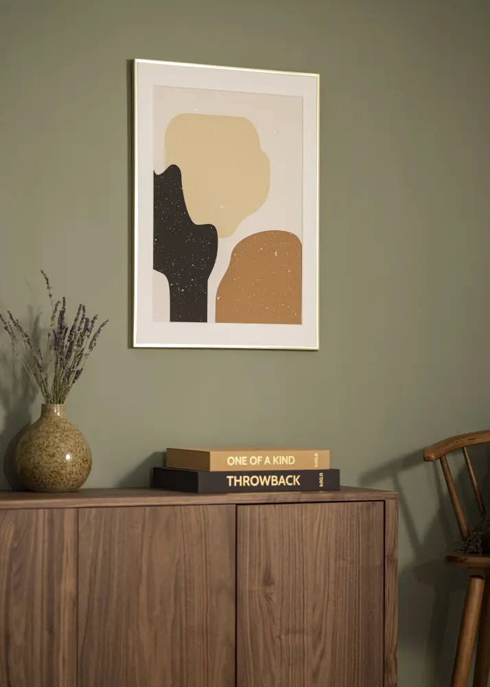 Moldura Póster Frame Aluminum Gold 60x80 cm - Passe-partout Branco 50x70 cm