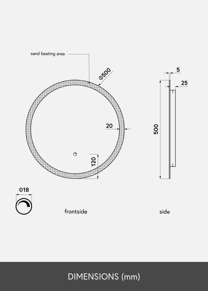 KAILA Espelho Frost LED 50 cm Ø