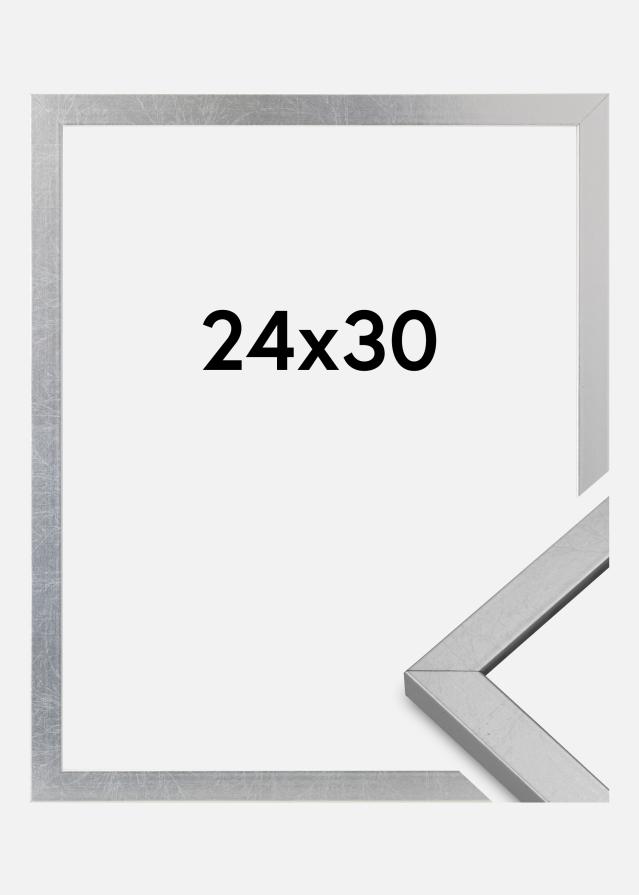 Moldura Minerva Vidro acrílico Prateado 24x30 cm